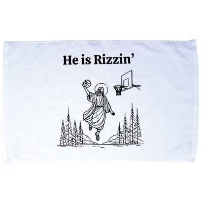 He Is Rizzin Funny Basketball Retro Christian Religious Microfiber Hand Towel
