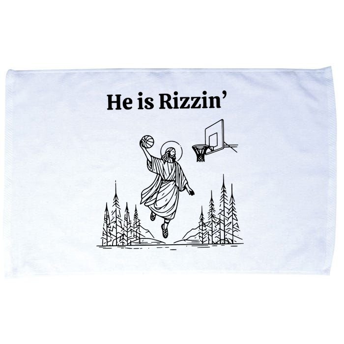 He Is Rizzin Funny Basketball Retro Christian Religious Microfiber Hand Towel