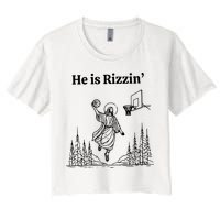 He Is Rizzin Funny Basketball Retro Christian Religious Crop Top