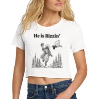 He Is Rizzin Funny Basketball Retro Christian Religious Crop Top