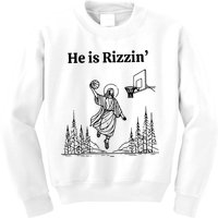 He Is Rizzin Funny Basketball Retro Christian Religious Kids Sweatshirt