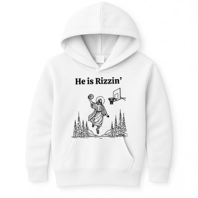He Is Rizzin Funny Basketball Retro Christian Religious Kids Hoodie