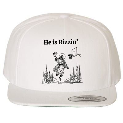 He Is Rizzin Funny Basketball Retro Christian Religious Wool Snapback Cap
