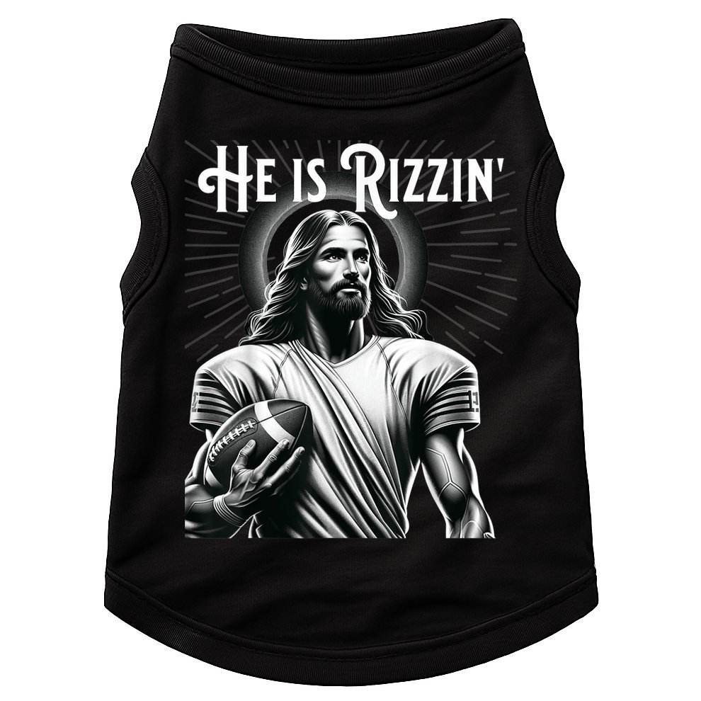 He Is Rizzin Jesus Playing Football Funny Sports Rizz Doggie Tank