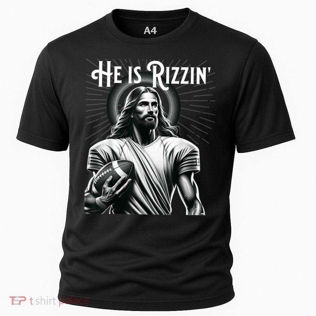 He Is Rizzin Jesus Playing Football Funny Sports Rizz Performance Shirt