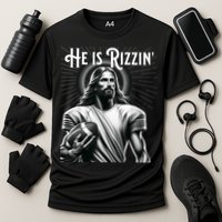 He Is Rizzin Jesus Playing Football Funny Sports Rizz Cooling Performance Crew T-Shirt
