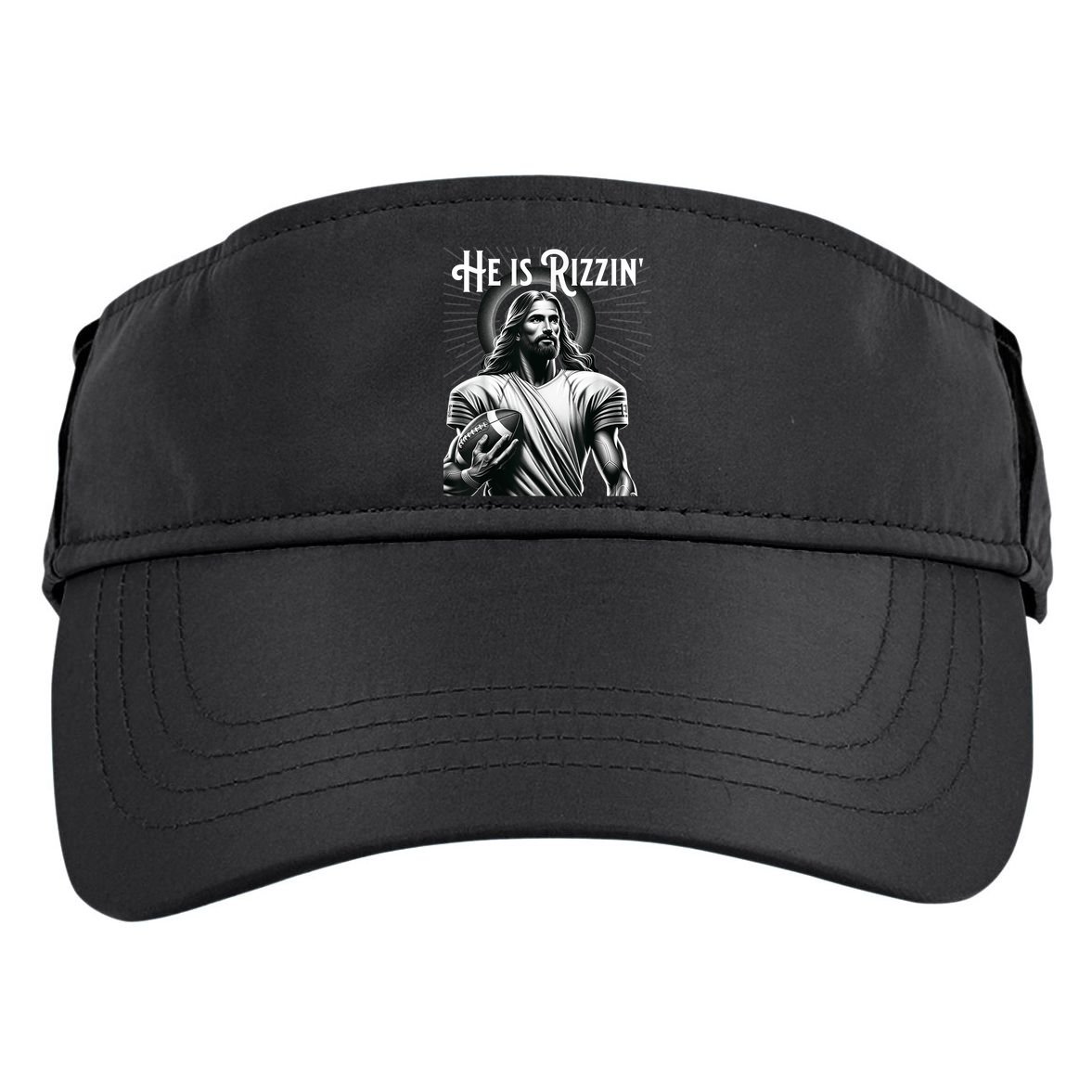 He Is Rizzin Jesus Playing Football Funny Sports Rizz Adult Drive Performance Visor