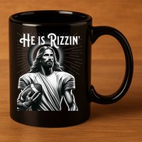 He Is Rizzin Jesus Playing Football Funny Sports Rizz 11oz C Handle Ceramic Mug
