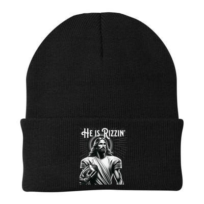 He Is Rizzin Jesus Playing Football Funny Sports Rizz Beanie