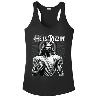 He Is Rizzin Jesus Playing Football Funny Sports Rizz Ladies PosiCharge Competitor Racerback Tank