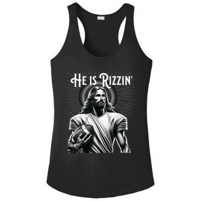 He Is Rizzin Jesus Playing Football Funny Sports Rizz Ladies PosiCharge Competitor Racerback Tank