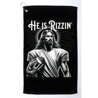 He Is Rizzin Jesus Playing Football Funny Sports Rizz Golf Towel