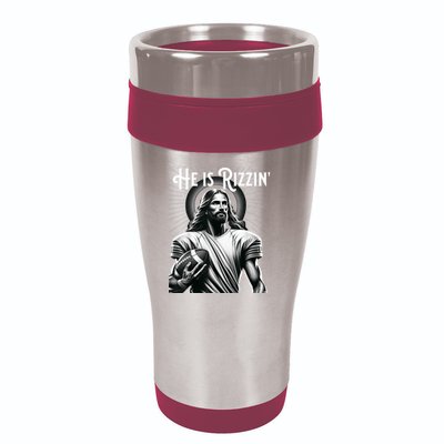 He Is Rizzin Jesus Playing Football Funny Sports Rizz 16oz Travel Tumbler