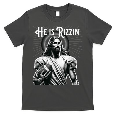 He Is Rizzin Jesus Playing Football Funny Sports Rizz T-Shirt