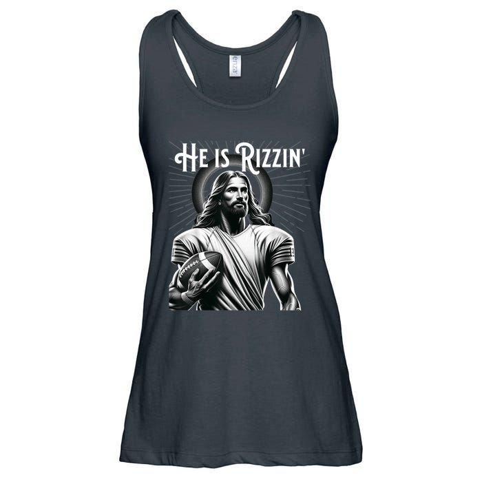 He Is Rizzin Jesus Playing Football Funny Sports Rizz Ladies Essential Flowy Tank