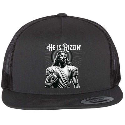 He Is Rizzin Jesus Playing Football Funny Sports Rizz Flatbill Hat