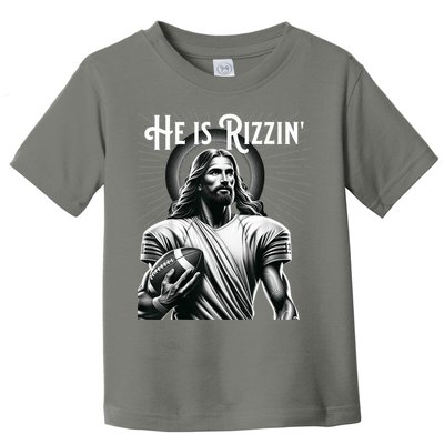 He Is Rizzin Jesus Playing Football Funny Sports Rizz Toddler T-Shirt