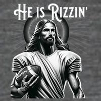 He Is Rizzin Jesus Playing Football Funny Sports Rizz Womens T-Shirt
