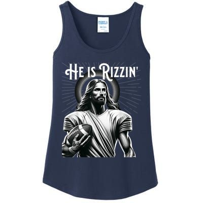 He Is Rizzin Jesus Playing Football Funny Sports Rizz Ladies Essential Tank