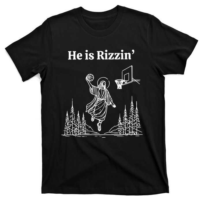 He Is Rizzin Funny Basketball Retro Christian Religious T-Shirt