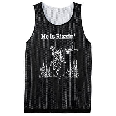 He Is Rizzin Funny Basketball Retro Christian Religious Mesh Reversible Basketball Jersey Tank