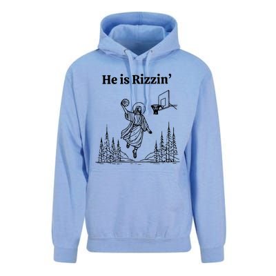 He Is Rizzin Funny Basketball Retro Christian Religious Unisex Surf Hoodie