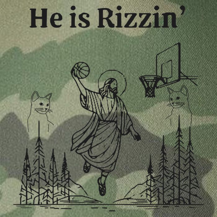 He Is Rizzin Funny Basketball Retro Christian Religious Legacy Tie Dye Trucker Hat