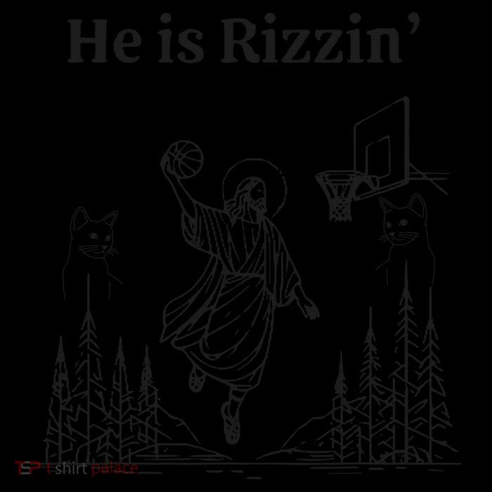 He Is Rizzin Funny Basketball Retro Christian Religious Flexfit Unipanel Trucker Cap