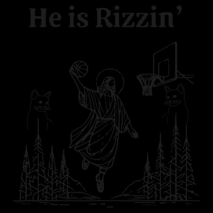 He Is Rizzin Funny Basketball Retro Christian Religious Drawstring Bag