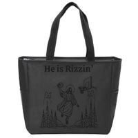 He Is Rizzin Funny Basketball Retro Christian Religious Zip Tote Bag