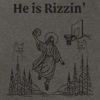 He Is Rizzin Funny Basketball Retro Christian Religious Cotton Canvas Backpack