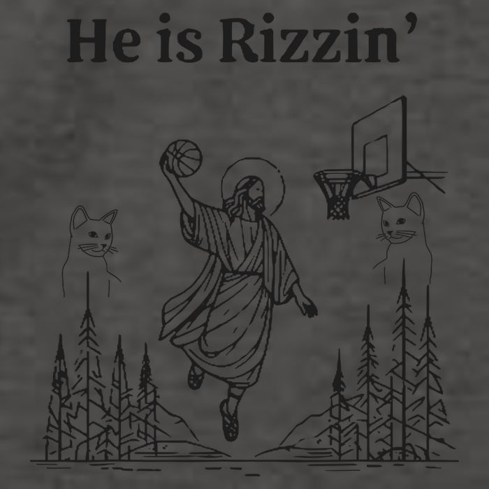 He Is Rizzin Funny Basketball Retro Christian Religious Vector Backpack