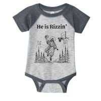 He Is Rizzin Funny Basketball Retro Christian Religious Infant Baby Jersey Bodysuit