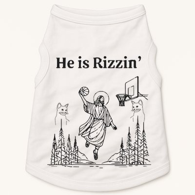 He Is Rizzin Funny Basketball Retro Christian Religious Doggie Tank