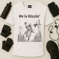 He Is Rizzin Funny Basketball Retro Christian Religious Performance Shirt