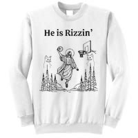 He Is Rizzin Funny Basketball Retro Christian Religious Sweatshirt
