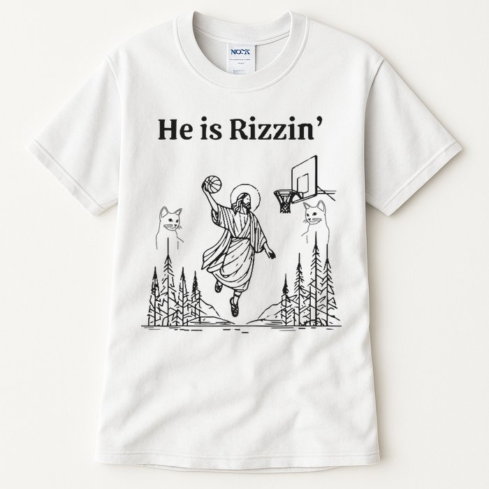 He Is Rizzin Funny Basketball Retro Christian Religious Tall T-Shirt