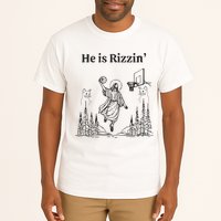 He Is Rizzin Funny Basketball Retro Christian Religious Tall T-Shirt