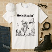 He Is Rizzin Funny Basketball Retro Christian Religious Tall T-Shirt