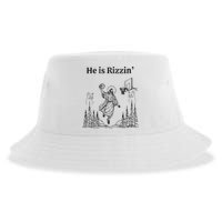 He Is Rizzin Funny Basketball Retro Christian Religious Sustainable Bucket Hat