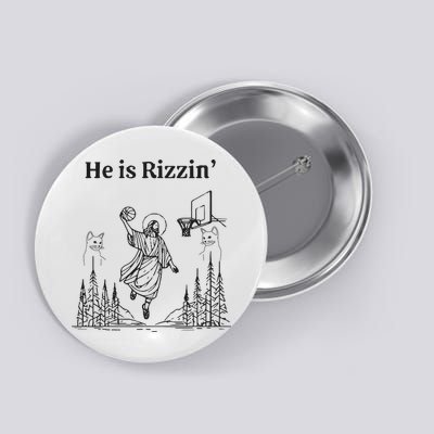 He Is Rizzin Funny Basketball Retro Christian Religious Button