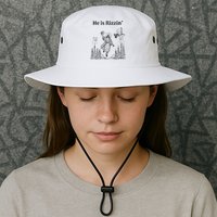 He Is Rizzin Funny Basketball Retro Christian Religious Bucket Hat