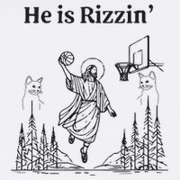 He Is Rizzin Funny Basketball Retro Christian Religious Bucket Hat