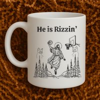 He Is Rizzin Funny Basketball Retro Christian Religious Mug