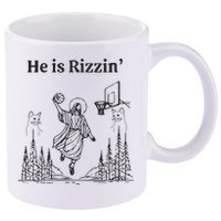 He Is Rizzin Funny Basketball Retro Christian Religious 11oz C Handle Ceramic Mug
