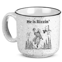 He Is Rizzin Funny Basketball Retro Christian Religious 15oz Campfire Ceramic Mug
