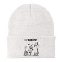 He Is Rizzin Funny Basketball Retro Christian Religious Beanie