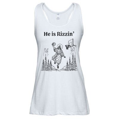 He Is Rizzin Funny Basketball Retro Christian Religious Ladies Essential Flowy Tank