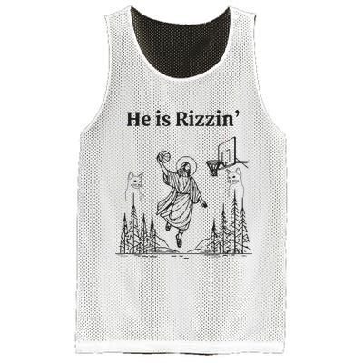 He Is Rizzin Funny Basketball Retro Christian Religious Mesh Reversible Basketball Jersey Tank