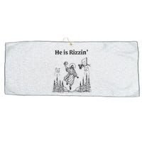 He Is Rizzin Funny Basketball Retro Christian Religious Large Microfiber Waffle Golf Towel